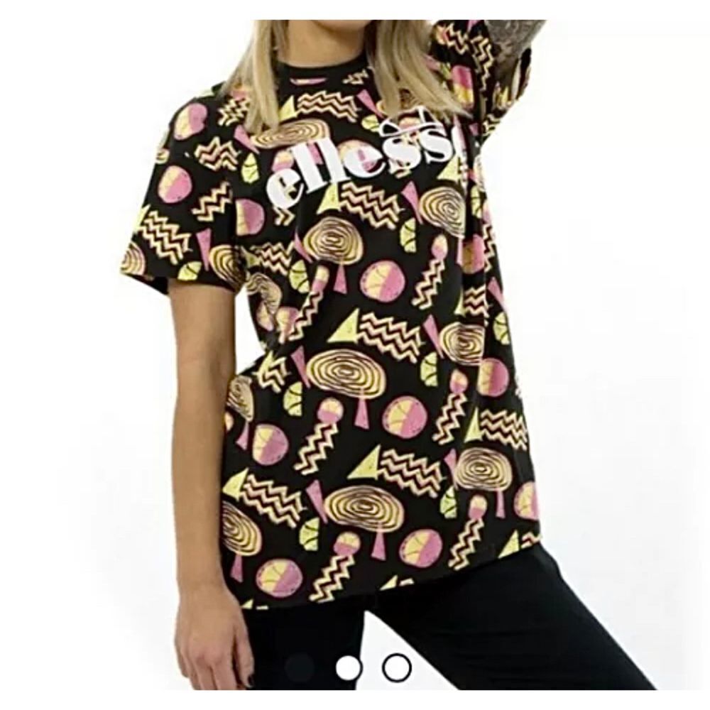 Ellesse 90’s Y2K Retro Style Oversized Short Sleeve Tee Shirt Neon & Black
